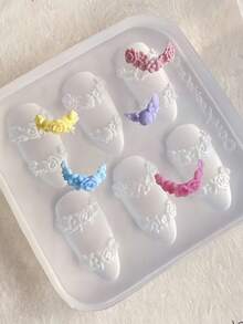 1个可爱奶油草莓蕾丝法式美甲透明硅胶指甲模具 - 無色 - 查看 2