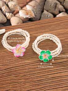 Bohemian Style Crystal & Seed Bead Bracelet, Layered Daisy Flower Design For Women - Multicolor - View 3