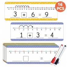 Lachilly 16 Pack Number Line Dry Erase Board Card,10.5" X 3.46" Small Whiteboard Math Manipulatives Addition Subtraction Game For Student Classroom Must Have Homeschool Teacher Supplies Learning Activities Flash Cards Math Game - Multicolor - View 11