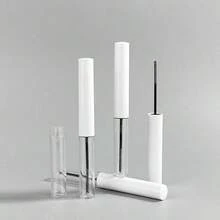 1/6个灰色亮面盖哑光瓶5毫升空睫毛膏管，睫毛增长精华液容器，DIY系列带小漏斗 - 白色 - 查看 2