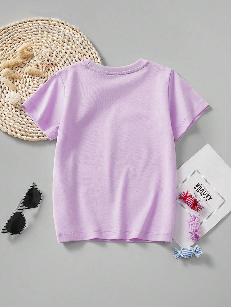 Young Girls' Casual Short Sleeve T-Shirt, Cartoon Little Fish Embroidery, Breathable And Stylish, Summer Collection - Pink - View 2