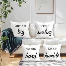 4pcs Inspirational Quote Pattern Pillow Cover, Single-Sided Printed Cushion Cover, Suitable For Living Room, Bedroom, Home Decor, All Season - Multicolor - View 8