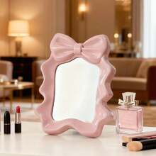 Y2K Style Vanity Mirror, Cute Bow Design Single-Sided Tabletop Makeup Mirror, Compact Desktop Mirror, High-Definition Glass Mirror Surface, Suitable For Bedroom Vanity Or Makeup Table, Portable Small Mirror - Multicolor - View 5