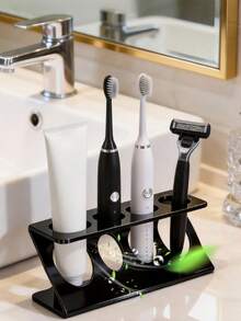 1个浴室台面牙刷架，黑白两色可选，多功能家用浴室配件，旅行牙刷架和桌面收纳架 - 彩色 - 查看 7