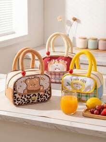 Thickened Aluminum Foil, Thermal Insulation Tote, Water-Resistant Interior, Reusable Bento Pouch, Smooth Zipper, Thick Padded Handle, Durable Canvas. - Multicolor - View 2