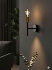 1/2个现代简约铁艺壁灯，E27灯座，硬线连接，适用于卧室、书房、门厅、走廊、楼梯间等场所的壁灯照明，不含灯泡 - 彩色 - 查看 3