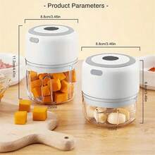 600mAh USB充电式迷你电动蒜蓉器，23W大功率，不锈钢三刀片，可快速切碎大蒜、辣椒、洋葱、肉末、坚果等食材。厨房或露营必备的食物处理工具。 - 綠色 - 查看 10