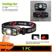 1 đèn pha LED đa năng, đèn pin rảnh tay, đèn đội đầu, đèn pin cầm tay, sạc USB, có đèn chiếu COB, ánh sáng trắng và đỏ, thích hợp cho chạy bộ, leo núi, câu cá và sử dụng trong trường hợp khẩn cấp. - Nhiều màu - Xem 14