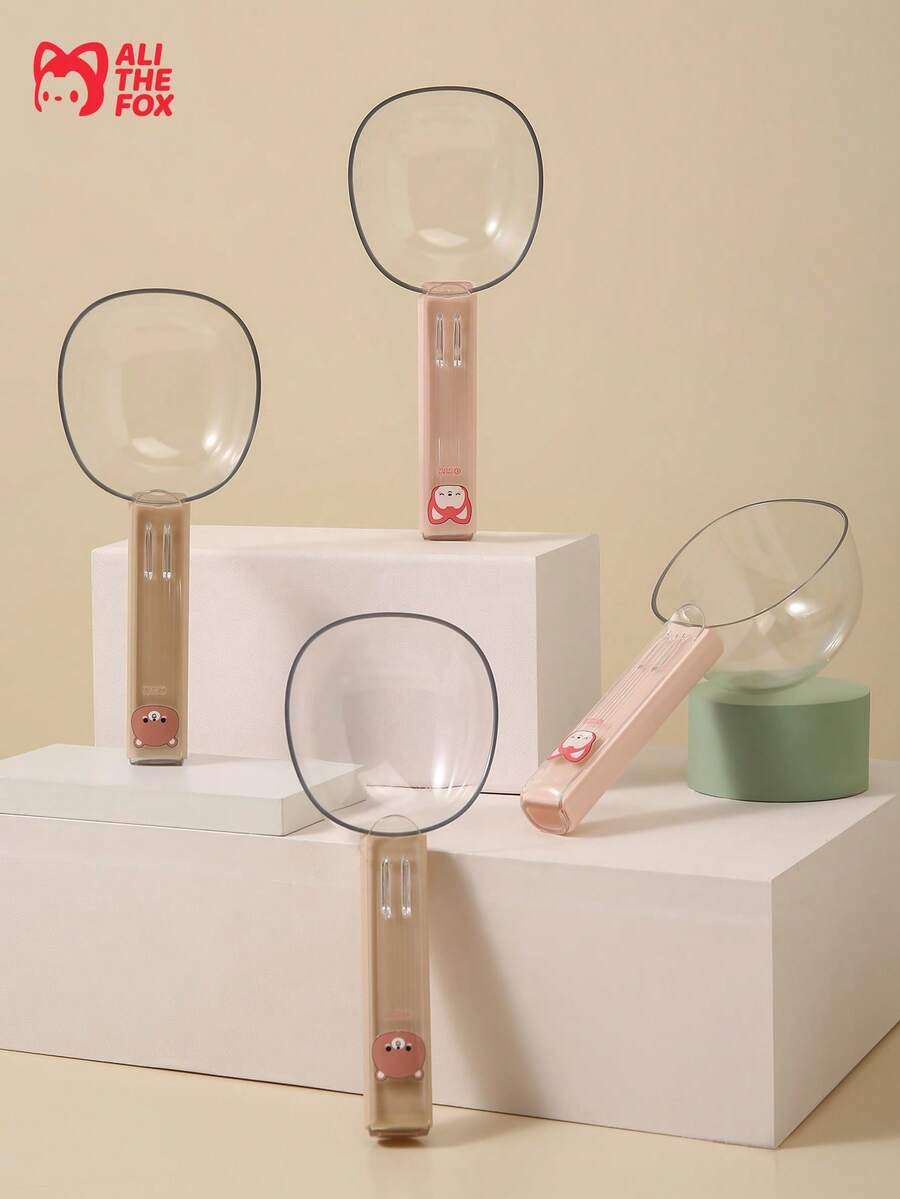 1pc ALI THE FOX Multifunctional Rice Spoon With Measuring Cup & Spoon – Kitchen Tools, Ergonomic Handle, Insect-Proof Design, Accurately Measure Rice, Flour, Pasta, Soup, Grains – Durable Plastic Spoon, Kitchen Cooking And Baking Gadgets - Multicolor - View 1