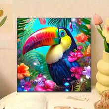 Kit de pintura de diamantes 5D, Tucán en flores, mosaico de diamantes redondos completos de acrílico, punto de cruz, decoración del hogar y regalo de oficina perfectos - Ver 4