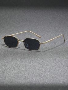 1 Pair Polygon Small Frame Stainless Steel Retro Stylish Versatile Street Photo Metal Glasses, High Quality Fashion Back To School Fashionable Preppy School Look2026 - 黑色 - 查看 6