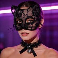 1pc Gothic Cat Face Mask, Sexy Gothic Costume Suitable For Masquerade Ball, Role Play, Halloween Party - Elegant Mask - Multicolor - View 2