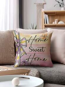 4件套春季风格“甜蜜之家”“我爱我的家”印花抱枕套，面料柔软，拉链封口，可机洗，可重复使用，适用于沙发、客厅、卧室的装饰抱枕套，不含枕芯 - 彩色 - 查看 6