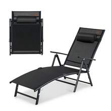 COSTWAY Portable Reclining Chair With 7 Adjustable Position Backrest And Handrail, Black - Black - View 1