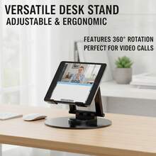 2026 Sturdy Carbon Steel Flat Smartphone Stand, Adjustable Rotatable Foldable Desktop Mount, Universal For Smartphones And Tablets, Black - Black - View 3