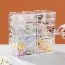 Transparent Storage Drawer Cabinet Small Plastic Desk Storage Organiser With 6 Drawers Desktop Craft Drawer Organizer Box Mini Stackable Clear Caddy ForStoring Lipstick Jewelry DIY Partsgtt - Transparent - View 6