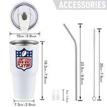 30oz Stainless Steel Tumbler Black White Options,  I Dont Even Know Whos Playing Graphic Cups, Insulated Travel Coffee Mug With Lid And Straw , Double Wall Vacuum Reusable Travel Cups, Funny Birthday Party Gift For Women & Men - trắng - Xem 3
