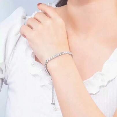 1pc Silver Crystal Claw Chain Bracelet, Fashionable Hollow Beaded Wrap Adjustable Bangle, Bridal Elegant Luxury Bracelet, Suitable For Wedding, Date, Holiday, Women Jewelry Gift