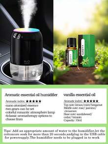 1件 180ml 臥室加濕器，2種工作模式，彩色夜燈，靜音噴霧，家用電動空氣清新機，小型香薰燈，精油擴香機，兼容精油。黑色、白色和粉色可選，適合房間裝飾、汽車、辦公室、客廳、桌面使用，是送給女性的理想禮物。這款USB供電空氣清新機（需插電使用）提供空氣加濕與滋潤，為您創造舒適環境。 - 彩色 - 查看 15