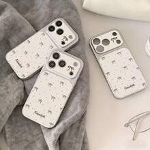 蝴蝶结单件装大窗口全屏蝴蝶结手机壳，白色瞬间变为荔枝纹理，适用于 13/14/15/16/17、Pro、Pro Max、Plus及其他大窗口手机 - 白色 - 查看 3