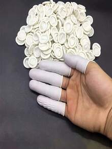 400pcs/20pcs/100pcs Latex Finger Cots, Disposable Powder-Free Beauty Tattoo Embroidery Finger Sleeves, Dust-Free Anti-Static Finger Covers, Protective Finger Sleeves For Festivals & Events - White - View 3