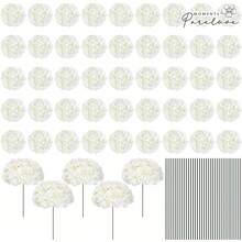 120/300 Pack Hydrangea Artificial Flowers Heads With Stems, Fake Hydrangea Flowers For Wedding Centerpiece Bouquets DIY Home Garden Party Decor (White) - 白色 - 查看 1