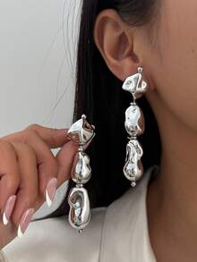 2件套优雅几何夸张仿珍珠串珠长流苏耳环，奢华珠宝，适合婚礼、派对、度假、休闲、街头风格，男女皆宜的礼物 - 耳飾 - 查看 2