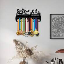 1pc Personalized Mountaineering & Running Medal Holder, Metal Medal Rack, 12-Tier For Medals & Ribbons Display, Sports Medal Rack, Multi-Layer Medal Stand, Athlete Gift, Customized Award Supplies - Black - View 6