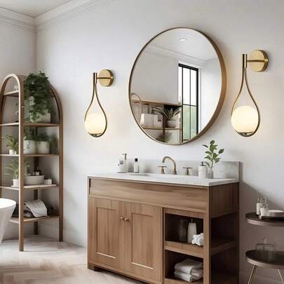 Nordic Luxury Water Drop Shaped Wall Lamp, Gold/Black Optional, E27 Lamp Holder, Suitable For Creative Bedroom Bedside Lamp, Living Room Accent Wall Decor Lighting, Hallway Corridor Decorative Lamp