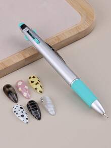 五合一美甲点钻笔，集波点笔、花朵彩绘笔、水钻点钻器于一体，柔软硅胶海绵头，适用于美甲沙龙、美甲用品、美甲工具、美甲艺术工具、返校季、美甲、美甲贴片工具等。 - 彩色 - 查看 8