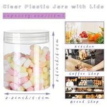 1/6/12/24pcs Transparent Plastic Jars With Lids, Plastic Storage Containers, Plastic Mason Jars, Reusable Refillable Round Containers, Suitable For Dried Fruits, Honey, Nuts, Kitchen & Home Use - Multicolor - View 2