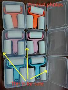 Small Reusable Lint Roller, Household Replacement Cleaning Mini Portable Roller, High Adhesive Clothing Paper Roll - 1 Handle + 3 Replacement Parts - View 9