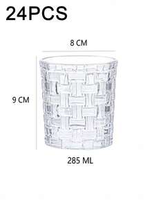 6-Piece Minimalist Transparent Glass Water Cup Set, Suitable For Home Use, Coffee Cups, Juice Cups, Whiskey Cups, Straight-Sided Textured Beverage Cups, Multiple Sizes Available, Party Table Cups. - SK002-2 (285ml) - View 12