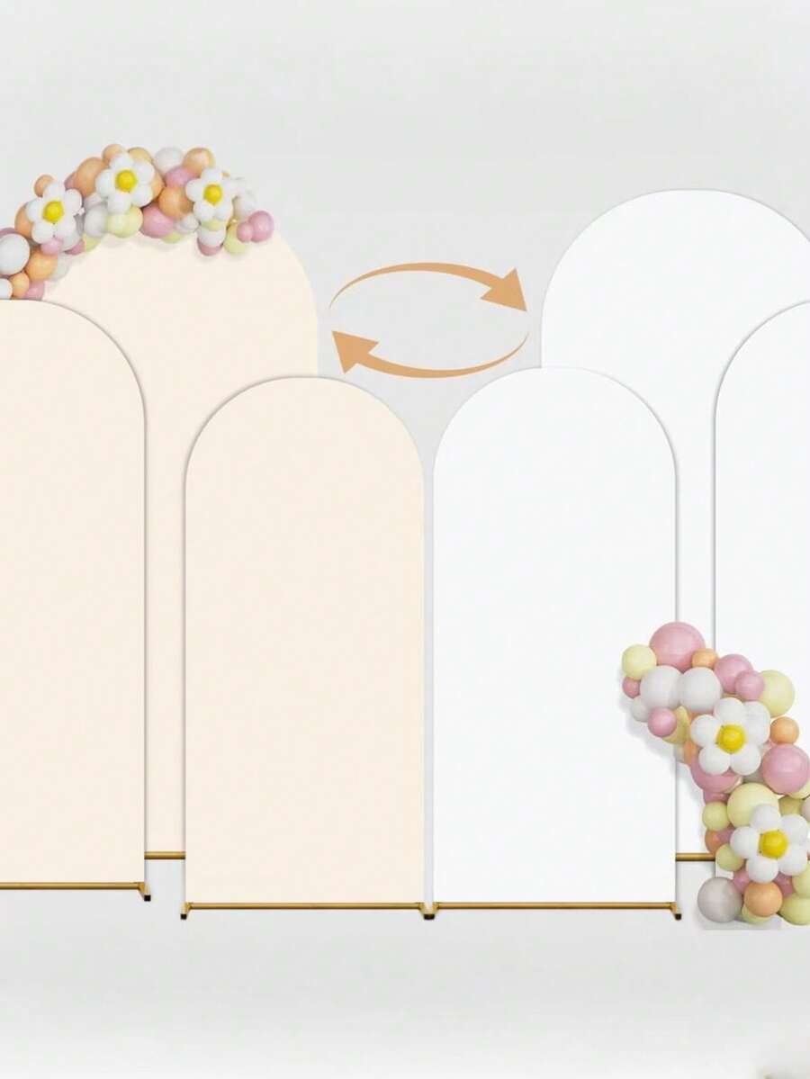 1pc-Beige And White Arch Cover Set, Stretch Wedding Arch Backdrop Cover, Fits Arch Stand – Ideal For Wedding Ceremonies, Bridal Showers, Wedding Parties, Birthday Celebrations, Banquets, And Photography Backdrops - Multicolor - View 1
