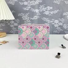 1个迷你三层纸质首饰盒,粉绿曼陀罗图案,带镜子和抽屉,适合作为节日礼物、日常首饰收纳、母亲节、妇女节、生日、婚礼礼物 - 彩色 - 查看 4