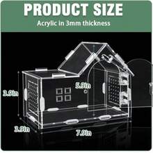 . 9 Inch*3.9 Inch*5.9 Inch Jumping Spider Enclosure Acrylic Habitat With Magnetic Doors Ventilation - Spider Cage Pet Tarantula, Mantis, Reptiles With Accessories - Transparent Color-7.9" ,W 3.9",H 5.9" - View 3