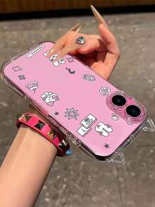 1pc Cute Graffiti Cat, Rabbit, Cake, Star Cat Ear Phone Case, Transparent Shell, Unique Cat Ear Design, Air Cushion Anti-Fall, 1.5mm Soft TPU Shell, Cat Ear Hanging Rope Suitable For IPhone17/17Pro/IPhoneAir/17PROMAX/16/16Pro/16PLUS/16Promax/15Promax/11/12/13/14/15Plus/15Pro/14Pro/13Pro - Multicolor - View 8