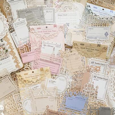 10pcs/Pack Vintage Hollow Scrapbooking Paper, DIY Decorative Non-Adhesive Material Paper, Holiday Gift, Handmade Collage Supplies, Personalized Scrapbook Planning Creative School Stationery (6 Assorted Designs)