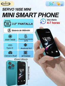 Smartphone Android Mini SERVO Dual SIM 3G Dual Cámara RAM 2GB ROM 16GB Play Store WiFi Pantalla 3.0" Teléfonos Inteligentes Pequeños - Tabicado - Ver 13