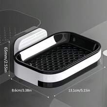 Self-Draining Double Layer Wall Mounted Soap Dish - No Drilling, Square Plastic Soap Holder, Bathroom & Shower Storage Organizer - Multicolor - View 11