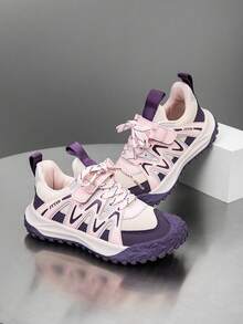1双儿童鞋，撞色透气舒适多功能轻便户外运动鞋，男女童时尚休闲运动鞋 - 紫色 - 查看 7