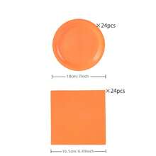 橙色一次性餐具套装，包括7/9英寸纸盘、纸杯、餐巾纸，适用于生日派对、节日、聚会、野餐、庆祝活动、婚礼茶会、毕业典礼等场合。 - 正雨橙色 - 查看 13