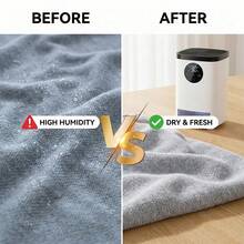 Dehumidifier, Electric Dehumidifier, 1400ml, Quiet Dehumidifiers For Home, Electric Dehumidifier Small With Automatic Shut-Off,  LED Touch Display, RGB Atmosphere Light, Moisture Control - White - View 10