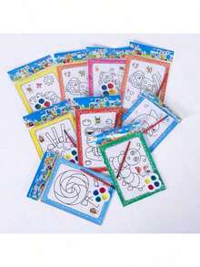 10/20/50pcs Watercolor Painting, Watercolor Paper, Coloring Pages, DIY Watercolor Painting, Puzzle Painting, Coloring Book, 4 Color Paint & Brush Set, Handmade DIY Coloring Painting - Multicolor - View 1