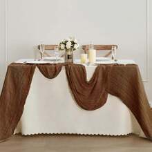 53.34 X 30.40 Cm Brown Cheese Cloth Table Runner, Reusable Polyester 3.04 M Bohemian Farmhouse Cheese Cloth Table Linen For Wedding Party Christening Birthday - Multicolor - View 4