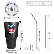 30oz Stainless Steel Tumbler Black White Options,  I Dont Even Know Whos Playing Graphic Cups, Insulated Travel Coffee Mug With Lid And Straw , Double Wall Vacuum Reusable Travel Cups, Funny Birthday Party Gift For Women & Men - 黑色 - 查看 3
