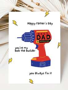 1pc Funny Father's Day Card For Dad Or Grandpa With Envelope, Power Tool Drill Humor Greeting Card For Him, Cute Dad Gift From Son Or Daughter - Multicolor - View 6