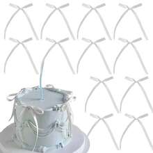 10pcs Bow Cake Decorations, 5.9 Inch Solid Color Bows, DIY Cake Supplies For Birthday, Anniversary, Wedding, Holiday, Party Decor, Party Background Decoration - Multicolor - View 12