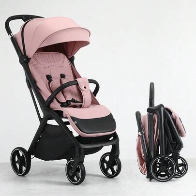 Lightweight Baby Stroller, Foldable Stroller Infant, Widened Sunshade With Zipper, One-Touch Collection, Adjustable Backrest, Breathable Mesh, Easy To Carry, Suitable For Travel,Pink