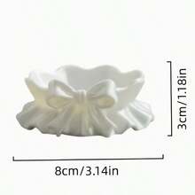 1个褶边蝴蝶结首饰托盘，白色塑料收纳托盘，适用于家庭、书桌、办公室、主题派对、圣诞节、感恩节、情人节、复活节、节日和生日礼物 - 白色 - 查看 2